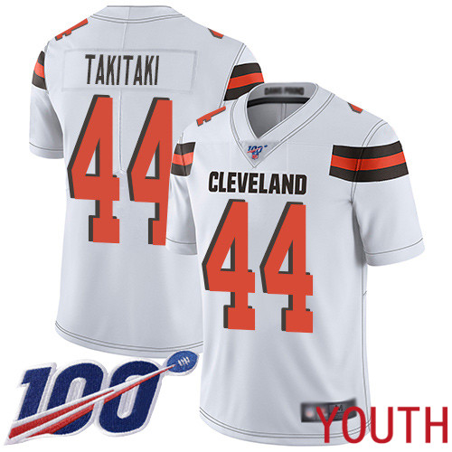 Cleveland Browns Sione Takitaki Youth White Limited Jersey 44 NFL Football Road 100th Season Vapor Untouchable